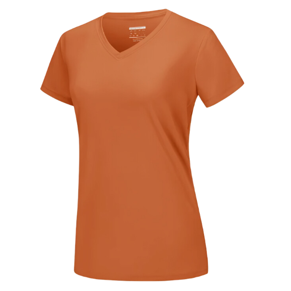 Instant Cooling V-neck Shirts Women -Dark Orange - Ozerty